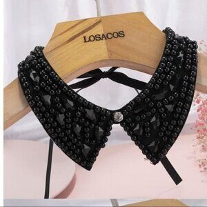 Peter Pan beaded collar ribbon black